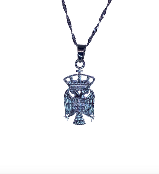 Serbia Diamond Eagle necklace – silver