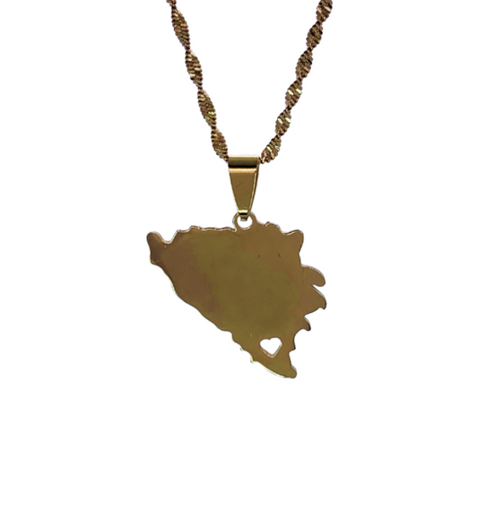 Bosnia & Herzegovina map necklace – gold