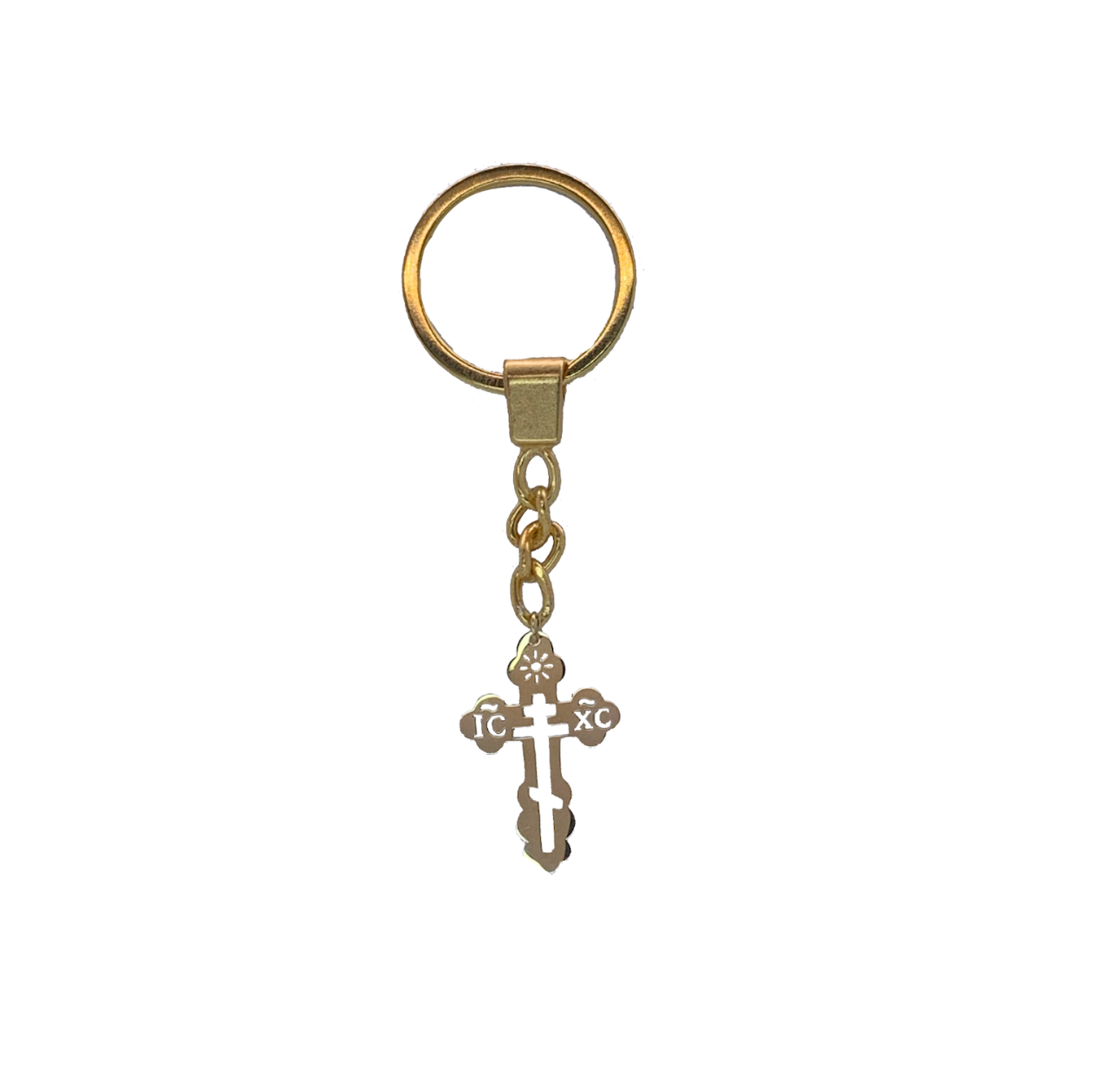 Orthodox Cross keychain – gold