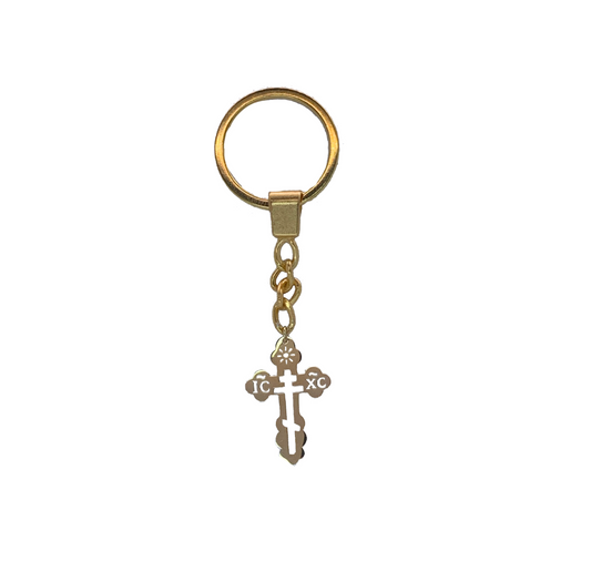 Orthodox Cross keychain – gold