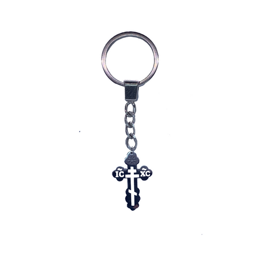 Orthodox Cross keychain – silver