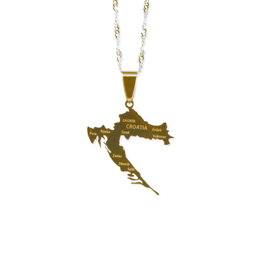 Croatia small map necklace - gold