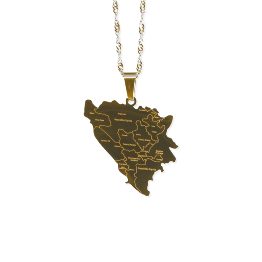 Bosnia & Herzegovina small map necklace – gold