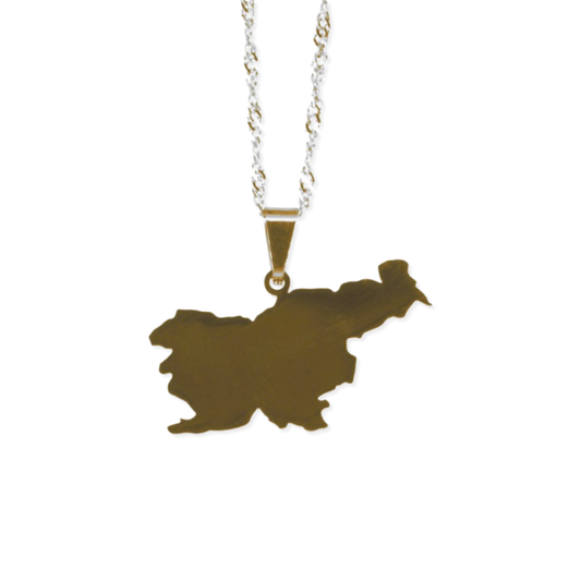 Slovenia small map necklace – gold