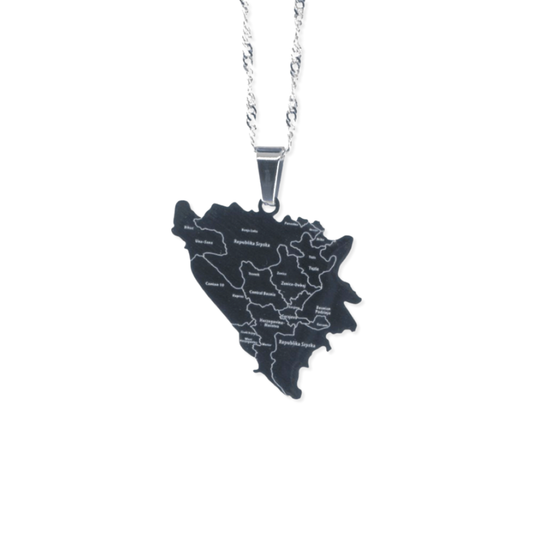 Bosnia & Herzegovina small map necklace - silver
